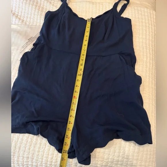 41 Hawthorn Navy Scalloped Romper 1X | Coastal Granddaughter Brunch Fall Outfit - Picture 10 of 12